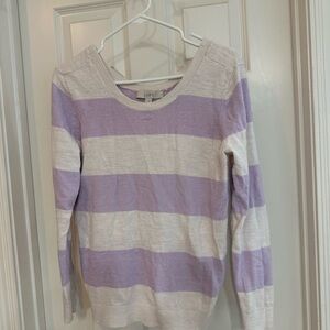 LOFT Lavender and Cream Knit Top